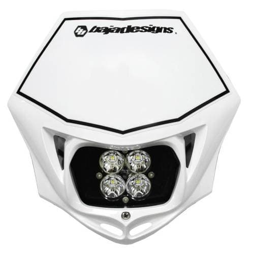 Baja Designs Motorcycle Squadron Pro (A/C) Headlight Kit w/ Shell - Universal, White Shell, Spot Light Pattern, Clear Lens