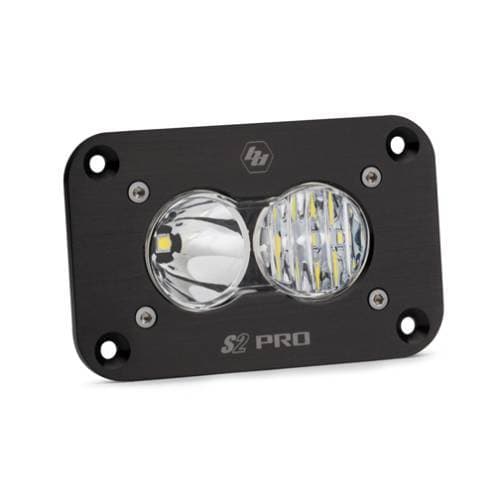 Baja Designs S2 Pro Black Flush Mount LED Auxiliary Light Pod - Universal, Driving/Combo Light Pattern, Clear Lens