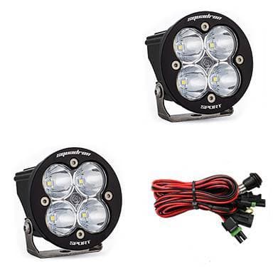Baja Designs Squadron-R Sport Black LED Auxiliary Light Pod Pair - Universal, Work/Scene Light Pattern, Clear Lens