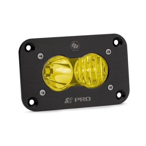 Baja Designs S2 Pro Black Flush Mount LED Auxiliary Light Pod - Universal, Driving/Combo Light Pattern, Baja Amber Lens