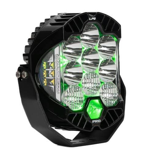 Baja Designs LP9 Pro LED Auxiliary Light Pod, Driving/Combo Light Pattern, Clear Lens, Green Backlight - Universal