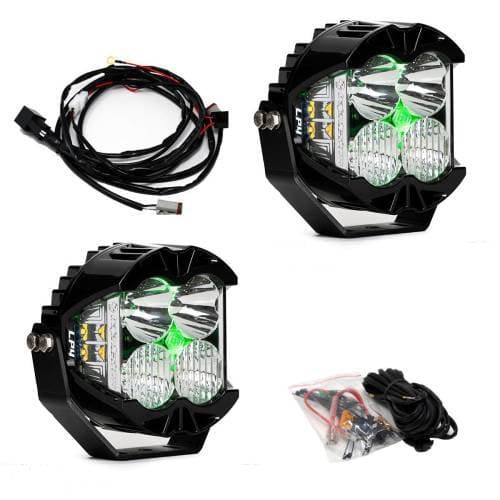 Baja Designs LP4 Pro LED Auxiliary Light Pod Pair Driving/Combo Light Pattern, Clear Lens, Green Backlight - Universal