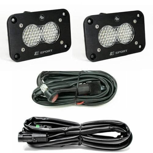 Baja Designs S2 Sport Black Flush Mount LED Light Pod Reverse Kit - Universal (Work/Scene Light Pattern, Clear Lens)