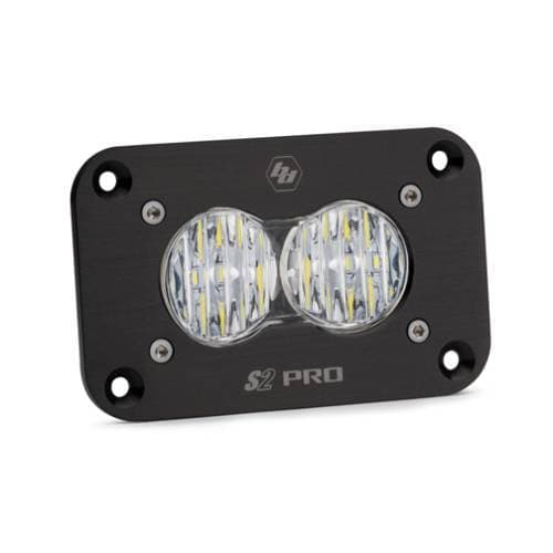 Baja Designs S2 Pro Black Flush Mount LED Auxiliary Light Pod - Universal, Wide Cornering Light Pattern, Clear Lens