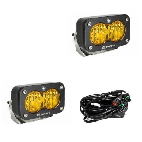Baja Designs S2 Sport Black LED Auxiliary Light Pod Pair - Universal (Wide Cornering Light Pattern, Baja Amber Lens)