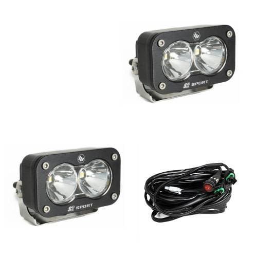 Baja Designs S2 Sport Black LED Auxiliary Light Pod Pair - Universal (Spot Light Pattern, Clear Lens)