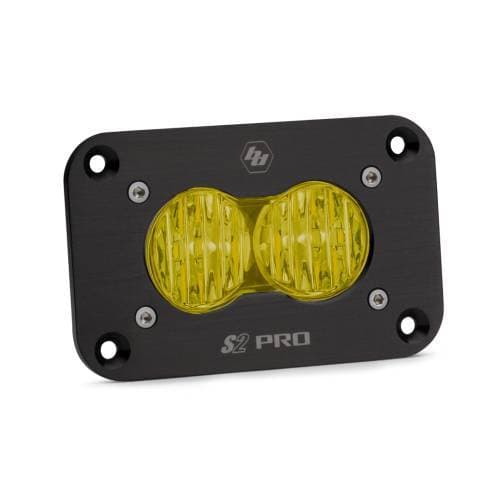 Baja Designs S2 Pro Black Flush Mount LED Auxiliary Light Pod - Universal, Wide Cornering Light Pattern, Baja Amber Lens