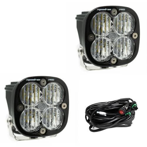 Baja Designs Squadron Pro Black LED Auxiliary Light Pod Pair - Universal, Wide Cornering Light Pattern, Clear Lens