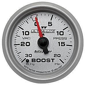 Auto Meter Ultra Lite II Series, Boost/Vacuum Pressure 30" HG/20psi (Mechanical)