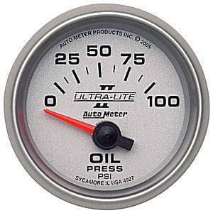 Auto Meter Ultra Lite II Series, Oil Pressure 0-100psi (Short Sweep Electric)
