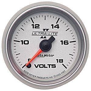 Auto Meter Ultra Lite II Series, Voltmeter 8-18volts (Full Sweep Electric)
