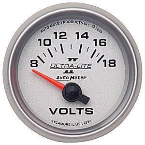 Auto Meter Ultra Lite II Series, Voltmeter 8-18volts (Short Sweep Electric)