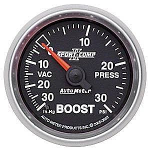 Auto Meter Sport-Comp II Series, Boost/Vacuum Pressure 30" HG/30psi (Mechanical)