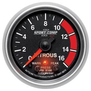 Auto Meter Sport-Comp II Series, Nitrous Pressure 0-1600psi (Full Sweep Electric) w/ Warning