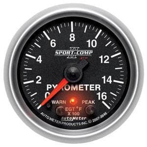 Auto Meter Sport-Comp II Series, Pyrometer Kit 0*-1600*F (Full Sweep Electric) w/ Warning