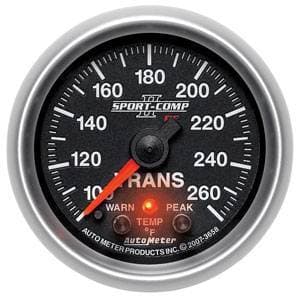 Auto Meter Sport-Comp II Series, Transmission Temperature 100*-260*F (Full Sweep Electric) w/ Warning
