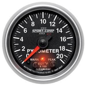 Auto Meter Sport-Comp II Series, Pyrometer Kit 0*-2000*F (Full Sweep Electric) w/ Warning