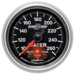 Auto Meter Sport-Comp II Series, Water Temperature 100*-260*F (Full Sweep Electric) w/ Warning