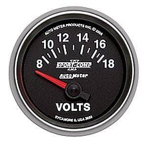 Auto Meter Sport-Comp II Series, Voltmeter 8-18 Volts (Short Sweep Electric)