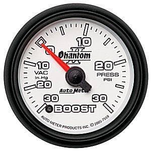 Auto Meter Phantom II Series, Boost/Vacuum Pressure 30" HG/30psi (Full Sweep Electric)