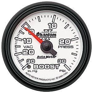 Auto Meter Phantom II Series, Boost/Vacuum Pressure 30" HG/30psi (Mechanical)
