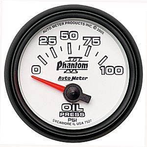 Auto Meter Phantom II Series, Oil Pressure 0-100psi (Short Sweep Electric)