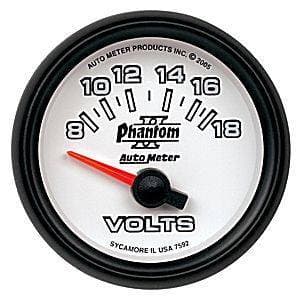 Auto Meter Phantom II Series, Voltmeter 8-18Volts (Short Sweep Electric)