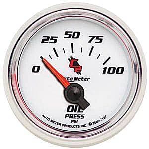Auto Meter C2 Series, Oil Pressure 0-100psi (Short Sweep Electric)