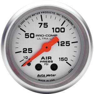 Auto Meter Ultra Lite Series, Air Pressure 0-150psi (Mechanical)