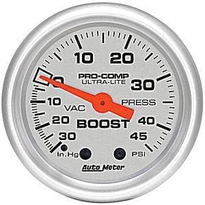 Auto Meter Ultra Lite Series, Boost/Vacuum 30" HG/45psi (Mechanical)