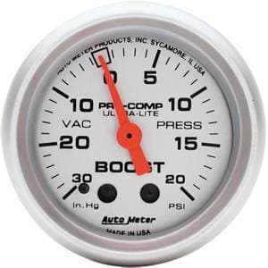 Auto Meter Ultra Lite Series, Boost/Vacuum 30" HG/20psi (Mechanical)