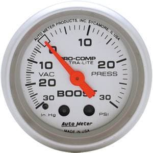 Auto Meter Ultra Lite Series, Boost/Vacuum 30" HG/30psi (Mechanical)