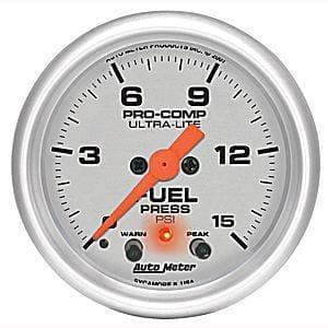 Auto Meter Ultra Lite Series, Fuel Pressure 0-15psi (Full Sweep Electric)w/ warning