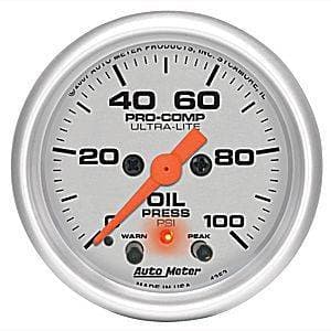 Auto Meter Ultra Lite Series, Oil Pressure 0-100psi (Full Sweep Electric) w/ warning