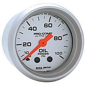 Auto Meter Ultra Lite Series, Oil Pressure 0-100psi (Mechanical)