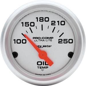 Auto Meter Ultra Lite Series, Oil Temperature 100*-250*F (Short Sweep Electric)