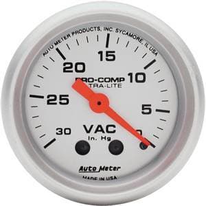Auto Meter Ultra Lite Series, Vacuum 30" HG (Mechanical)