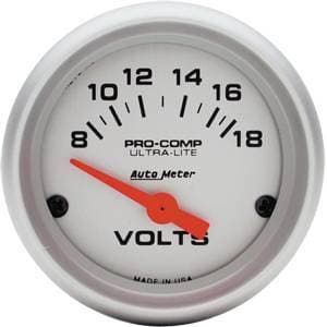 Auto Meter Ultra Lite Series, Voltmeter 8-18volts (Short Sweep Electric)