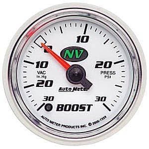 Auto Meter NV Series, Boost/Vacuum Pressure 30" HG/30psi (Full Sweep Electric)