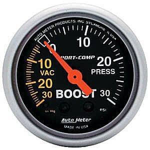 Auto Meter Sport-Comp Series, Boost/Vacuum Pressure 30" HG/30psi (Mechanical)