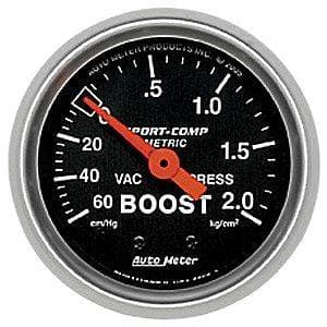 Auto Meter Sport-Comp Series, Boost/Vacuum Pressure 60 CM./ HG-2.0 KG/CM2 (Mechanical)