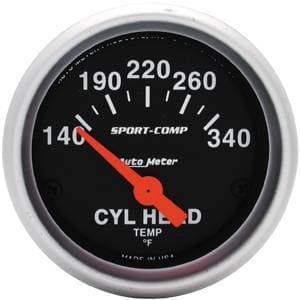 Auto Meter Sport-Comp Series, Clinder Head Temperature 140*-340*F (Short Sweep Electric)