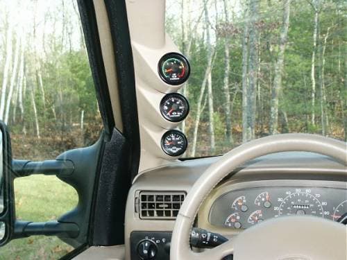 Isspro EV2 3 Gauge Kit, Ford (1999-07) Superduty, Black Face/Red Pointer (40psi Boost, EGT, Trans Temp)