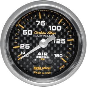Auto Meter Carbon Fiber Series, Air Pressure 0-150, (Mechanical)
