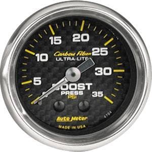 Auto Meter Carbon Fiber Series, Boost Pressure 0-35 PSI, (Mechanical)