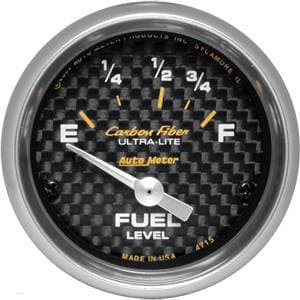 Auto Meter Carbon Fiber Series, Fuel Level 73Î©s Empty / 10Î©s Full, (Short Sweep Electric)