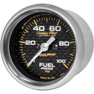 Auto Meter Carbon Fiber Series, Fuel Pressure 0-100 PSI (Full Sweep Electric)
