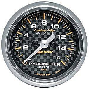 Auto Meter Carbon Fiber Series, Pyrometer Kit  0 - 1600 deg. F (Full Sweep Electric)