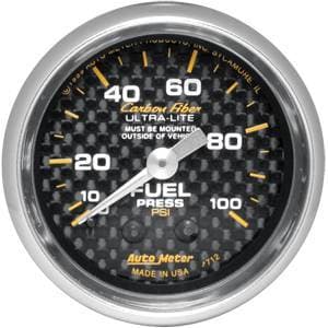 Auto Meter Carbon Fiber Series, Fuel Pressure 0-100 PSI (Mechanical)