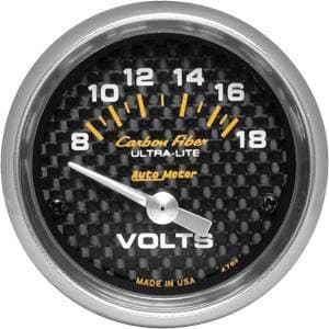 Auto Meter Carbon Fiber Series, Voltmeter 8-18 Volts, (Short Sweep Electric)